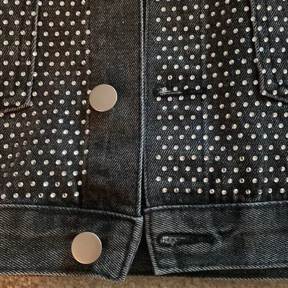 Windsor NWT size small acid black denim bling jacket - Picture 13 of 13
